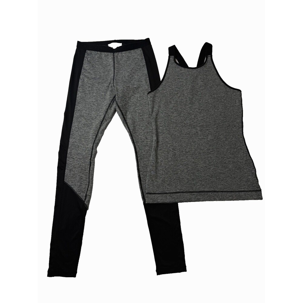 Michael Kors Activewear Set Womens XS Small Gray Black Leggings Tank Top Outfit